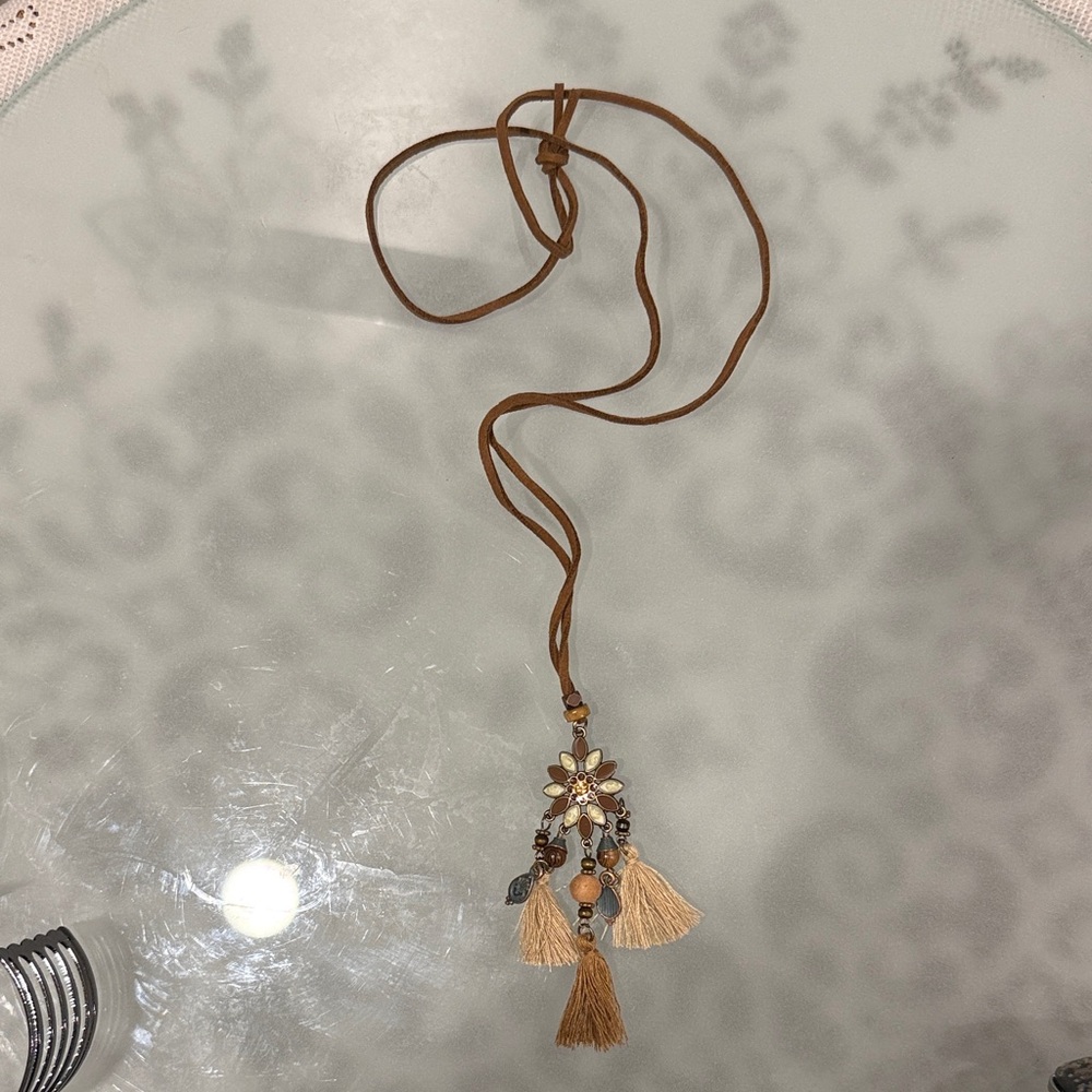 Brown Tassel Pendant Necklace